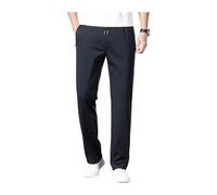Mousegirl Pantalon décontracté droit anti-rides pour homme - En soie glacée - Respirant - Séchage rapide - Stretch - Pantalon décontracté et droit, bleu, XXL