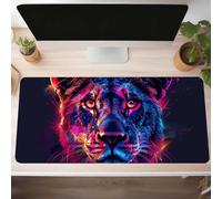 Mousepad 100 x 50cm Gaming Mauspad mit Genähten Kanten, Löwe Rot Mouse Pad Verlängertes Großes Mousepad XXL, Gaming Mauspad mit Rutschfeste Gummibasis Schreibtisch Zubehör, Geschenke PjY14531 C-7