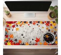 Mousepad 1200x600x3mm Gaming Mauspad mit Genähten Kanten, Blätter Rot Mouse Pad Verlängertes Großes Mousepad XXL, Gaming Mauspad mit Rutschfeste Gummibasis Schreibtisch Zubehör, Geschenke PjY14613 U-7