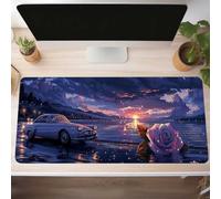 Mousepad 900x400x3mm Gaming Mauspad mit Genähten Kanten, Auto Blau Mouse Pad Verlängertes Großes Mousepad XXL, Gaming Mauspad mit Rutschfeste Gummibasis Schreibtisch Zubehör, Geschenke PjY14741 7-V