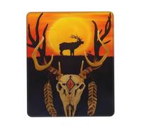 Mousepad, Crâne De Vache De La Roue Médicinale des Autochtones du Texas Mouse Pad Base en Caoutchouc Tapis De Souris Antidérapante Tapis De Souris De Jeu pour Souris Bureau 25X30Cm