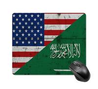 Mousepad Drapeau Vintage De L'Arabie Saoudite Et des États-Unis Moderne Tapis De Souris Gaming Bords Surpiqués Accessoire Bureau pour Pc Ordinateur Clavier 25X30Cm