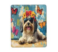 Mousepad, Joyeux Printemps Été Lhassa Apso Chien Chiot Chien Tapis De Souris Gaming Moderne Mouse Pad Antidérapante Gaming Mousepad pour Souris Ordinateur 25X30Cm
