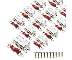 Mousike Aimants d'armoire 15KG Loquet de porte magnétique en acier inoxydable pour armoire de cuisine Loquet de tiroir de porte d'armoire (argent 12 pièces)