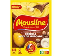 MOUSLINE - Purée Crème et Noix de Muscade | Onctueuse et savoureuse | Idéale pour accompagner vos plats | les 4 sachets de 125 g | LOT DE 3