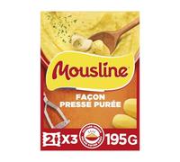 MOUSLINE - Purée Façon Presse-Purée - Texture Unique - Micro-Ondable - Prête en 4 Minutes - 95% Pommes de Terre, Beurre et Muscade - la boite de 195g - Le Lot De 4