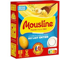 MOUSLINE - Purée onctueuse au lait entier pour un repas gourmand et rapide (3 sachets de 125g) - Le lot de 4