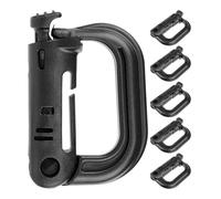 Mousqueton, 6 pièces, en Forme de D, en Plastique, en Noir, Molle Mousqueton pour équipement Tactique, Ceinture, Sac à Dos, Porte-clés, Clip Plastique pour Ceinture, Crochet de Suspension ABS Outdoor