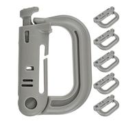 Mousqueton, 6 pièces, Forme D, en Plastique, en Gris, Molle Mousqueton pour équipement Tactique, Ceinture, Sac à Dos, Porte-clés, Plastique Clip de Ceinture, ABS Crochet de Suspension extérieur