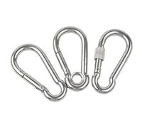 Mousqueton à ressort en acier inoxydable 304, M4 M5 M6 M7 M8, 1 à 5 pièces, anneau de verrouillage à maillon rapide, crochet de fixation de chaîne à manille pour le camping, la randonnée(With Nut M6,3