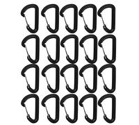 Mousqueton Boucle de Verrouillage Porte Clés Multifonction D Forme en Plastique Noir pour Camping Pêche Randonnée Escalade Lot de 20pcs