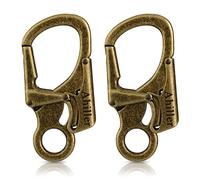 Mousqueton de Sécurité Ahiller avec Verrou Double - Anneau de Clés 7,9 cm en Alliage de Zinc pour Activités Outdoor (Bronze-2P)