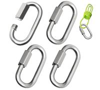 Mousqueton d'escalade | Clip robuste en acier inoxydable, 4 pièces en forme de D, crochets mousquetons à verrouillage lourds, pour la randonnée en plein air, le camping, la sécurité des animaux
