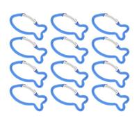 Mousqueton D'extérieur Forme Poisson 12 Pièces en Alliage D'aluminium Bleu | Clip de Fixation, pour Randonnée et Activité Plein Air, Lot de 12, Adapté aux Gourdes et Paquet
