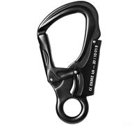 Mousqueton en alliage d'aluminium 35 KN en forme de K avec clip de verrouillage automatique pour corde d'escalade de sécurité harnais de sécurité équipement de rappel noir 14 x 7 cm (noir)