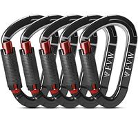 Mousqueton Escalade, 5PCS Mousquetons Verrouillage Automatique, 25kN Mousqueton, Certifié CE, Solide, pour Alpinisme, Laisse Chien, Sac de Frappe, Pompier, Hamac, Porte orme de D