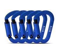 Mousqueton Escalade, 5PCS Mousquetons Verrouillage Automatique, 25kN Mousqueton, Certifié CE, Solide, pour Alpinisme, Laisse Chien, Sac de Frappe, Pompier, Hamac, Porte clé, Forme de D