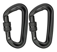 Mousqueton Escalade,Noir Robustes Mousqueton Aluminium Mousqueton à Verrouillage en Forme de D(2pcs)