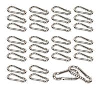 Mousqueton INOX 304 - Lot de 30 Petits Mousquetons 50x5mm M5 | FAAING, Fermoir À Cliquet Sécurisé, Finition Anticorrosion, 110 kg De Charge, Porte-Clés, Camping, Randonnée, Hamac, Pêche