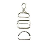 Mousqueton Pivotant 2/5pcs 16-32mm Metal Bag Strap Buckles Swivel Lobster Clasp Tri-Glide Slider D Ring Buckle Snap Hook DIY(Silver,16mm-5Sets)