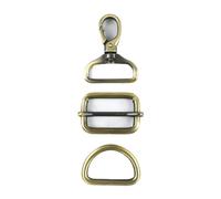 Mousqueton Pivotant 2/5pcs 16-32mm Metal Bag Strap Buckles Swivel Lobster Clasp Tri-Glide Slider D Ring Buckle Snap Hook DIY(Brass,16mm-5Sets)