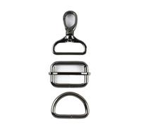 Mousqueton Pivotant 2/5pcs 16-32mm Metal Bag Strap Buckles Swivel Lobster Clasp Tri-Glide Slider D Ring Buckle Snap Hook DIY(GunBlack,20mm-5Sets)