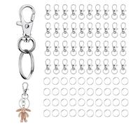 Mousqueton Porte Clef Anneaux, Attache Porte Clé, Fermoir Mousqueton Crochets de Clés Avec Porte-clés, Pivotant Keychain Pivotant en Métal, pour la Fabrication de Clés, L'artisanat (Argent)200 Pièces