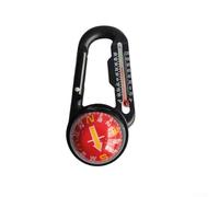 Mousqueton pour boussole avec thermomètre intégré, outil d'extérieur, format de poche en plastique noir pour randonnée, camping, aventure, fixation sécurisée au sac à dos ou porte-clés (A)
