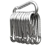 Mousqueton Set de 5 pièces - 100mm x 10mm grandme avec Fermeture à déclic en Acier Premium de Haute Performance pour Le Camping, la randonnée, Les Porte-clés, Mousqueton jusqu'à 350kg