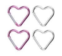 Mousquetons en Forme De Cœur 4 Pièces, Mousquetons en Alliage D'Aluminium, Boucles De Bouteille d'eau, Boucles De Sac À Dos, Porte-Clés, Accessoires D'Extérieur