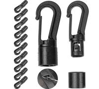 Mousquetons en Plastique, 12 pièces, en Noir, pour Rubans de Ø 6-8 mm d'épaisseur, Crochet en Plastique DIY pour Sandow, Corde, Cordon, Crochet pour Corde avec système d'enfichage