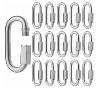 Mousquetons Inox M5 à Vis Forme D - 16 Pièces, Acier 304, pour Randonnée et Camping