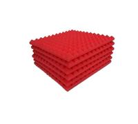 Mousse acoustique de Studio, éponge d'insonorisation, pyramide d'isolation phonique, panneaux insonorisants haute densité Pour l'atténuation du son(Red,Normal Density,48Pack)