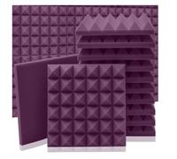 Mousse Acoustique Panneau de mousse acoustique 6/12/24 pièces Mousse insonorisante Studio Éponge Traitement mural(Purple,24 Pcs With Tapes)