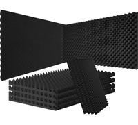 VEVOR Panneau Mousse Acoustique Lot de 4 Panneaux Muraux Insonorisants 120x60x5 cm Haute Densité Absorbant Son Résistant au Feu en Forme d'Œuf pour Murs et Plafonds de Studio, Maison, Bureau, Noir
