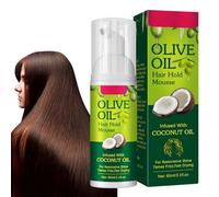 Mousse coiffante à l'huile d'olive - 60 ml - Mousse hydratante naturelle - Mousse capillaire bio à l'extrait d'olive - Crème non grasse contre les frisottis et pour un coiffage
