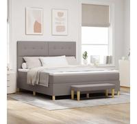 Mousse Confortable Design épuré Cadre Moderne Taupe 180 x 200 cm | Lit à Ressorts avec Matelas Taupe 180 x 200 cm Tissu, Cadre en Bois avec Tête de Lit, Super King avec Surmatelas et Banc,