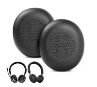 Mousse Coussin Coussinets pour Jabra Elite 45h, pour Casque Evolve2 65 MS UC, Pièces de Casque en Mousse à Mémoire de Forme, Coussinets d'oreille en Cuir Protéiné Souple (Noir)