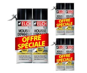 Mousse de montage en polyuréthane Elch PRO - 500 ml - Blanc - Mousse d'isolation efficace et de remplissage de joints pour des applications précises - Mousse pour isoler, mousse de construction (6 x