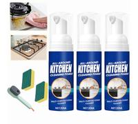 Mousse de nettoyage polyvalente pour cuisine, nettoyant multi-usages, détachant d'huile, graisse propre, dégraissant moussant et nettoyant de cuisine robuste (30 ml x 3)