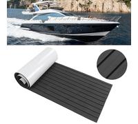 Mousse de pont EVA - Tapis de voyage antidérapant pour pont de yacht 240 x 60 cm - autocollant pour camping-cars (gris foncé + noir)