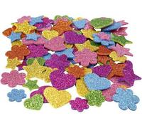 Mousse Découpes Auto Scintillant - Des Fleurs, Des Coeurs Et Des Étoiles (100pcs), De La Mousse, De La Créativité À L'école