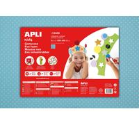 APLI KIDS 13409 - Pochette de 3 feuilles en mousse caoutchouc "EVA" flexible - Imprimé : Petits pois blancs sur fond bleu - 600x400x2 mm