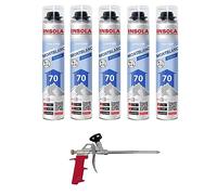Mousse expansive pistolable Montblanc Toutes Saisons - Aérosol de 870 ml - Pour l'Isolation et le Calfeutrage - Lot de 5 + 1 Pistolet