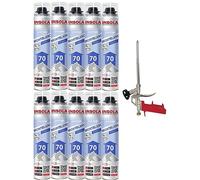 Mousse expansive pistolable Montblanc Toutes Saisons INSOLA - Aérosol de 870 ml - Pour l' Isolation Thermique et Phonique - Lot de 3 bombes (10 + 1 Pistolet)