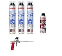 Mousse expansive pistolable Montblanc Toutes Saisons INSOLA - Aérosol de 870 ml - Pour l'Isolation et le Calfeutrage - Lot 3 mousses + 1 Pistolet + 1 Nettoyant