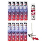 Mousse Expansive Pistolable - Mousse Expansive Pistolable Pour le Montage, l'isolation et le calfeutrage - Lot Mousses + 1 pistolet + 1 nettoyant (10 + 1 pistolet + 1 nettoyant)
