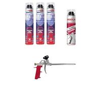 Mousse Expansive Pistolable - Mousse Expansive Pistolable Pour le Montage, l'isolation et le calfeutrage - Lot Mousses + 1 pistolet + 1 nettoyant (3 + 1 pistolet + 1 nettoyant)