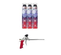 Mousse Expansive Pistolable - Mousse Expansive Pistolable Pour le Montage, l'isolation et le calfeutrage - Lot Mousses + 1 pistolet + 1 nettoyant (3 + 1 pistolet))