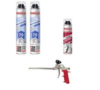 Mousse expansive pistolable Toutes Saisons INSOLA - Aérosol de 870 ml - Pour l' Isolation Thermique et Phonique (2 + 1 + 1)